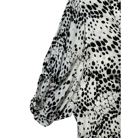 Express Womens Polka Dot Blouse Size M Black & White - Picture 4 of 11